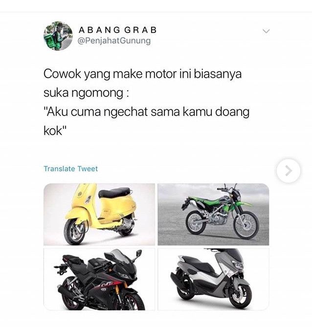 Cuitan Kocak Netizen Tentang Perbandingan Omongan Pria Dengan Jenis Motor Ini Kocak Banget